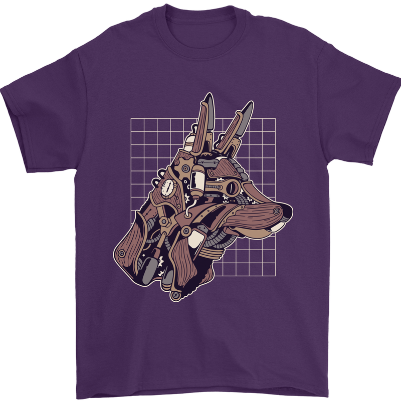 A Steampunk Wolf Mens T-Shirt 100% Cotton Purple