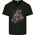 A Steampunk Wolf Mens V-Neck Cotton T-Shirt Black