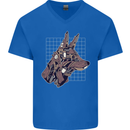 A Steampunk Wolf Mens V-Neck Cotton T-Shirt Royal Blue