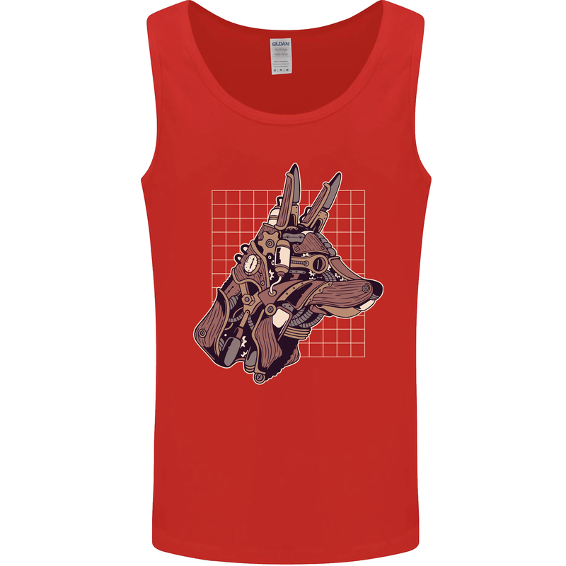A Steampunk Wolf Mens Vest Tank Top Red