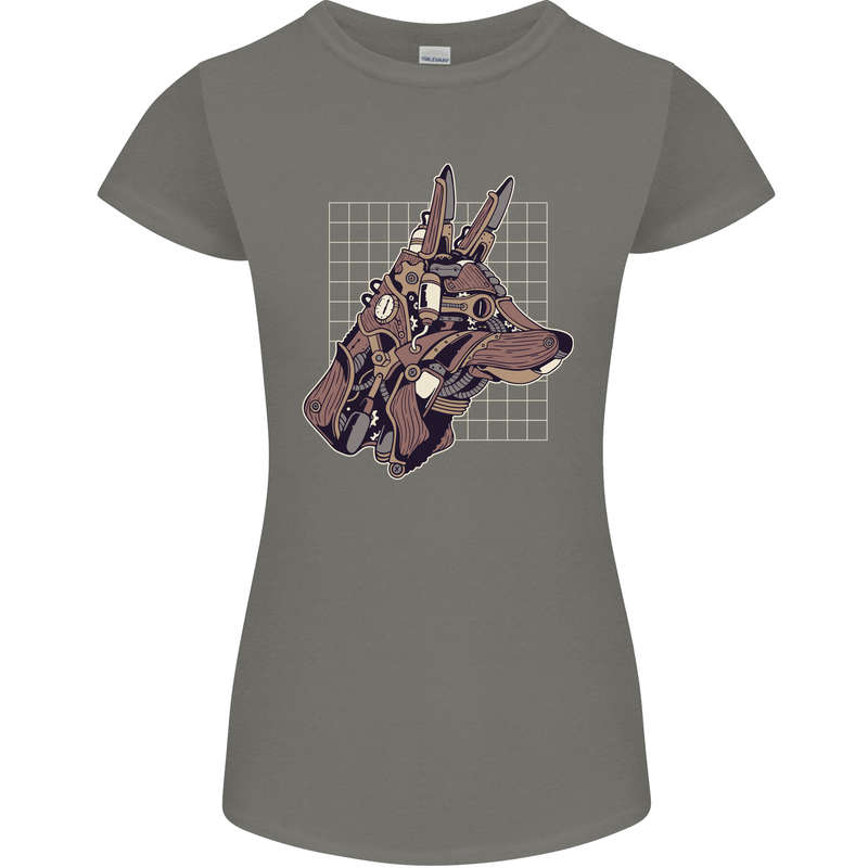 A Steampunk Wolf Womens Petite Cut T-Shirt Charcoal