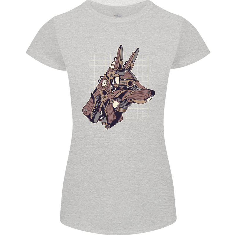 A Steampunk Wolf Womens Petite Cut T-Shirt Sports Grey