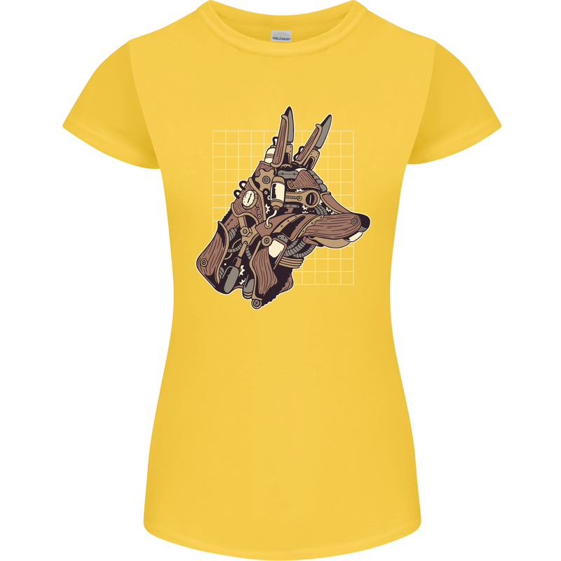 A Steampunk Wolf Womens Petite Cut T-Shirt Yellow