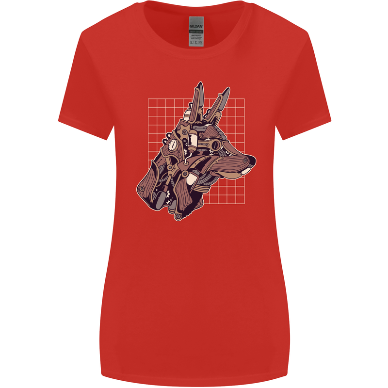 A Steampunk Wolf Womens Wider Cut T-Shirt Red