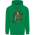 A Steampunk Woman With a Crossbow Childrens Kids Hoodie Irish Green
