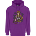 A Steampunk Woman With a Crossbow Childrens Kids Hoodie Purple