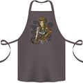 A Steampunk Woman With a Crossbow Cotton Apron 100% Organic Dark Grey