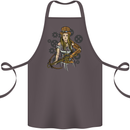 A Steampunk Woman With a Crossbow Cotton Apron 100% Organic Dark Grey