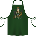 A Steampunk Woman With a Crossbow Cotton Apron 100% Organic Forest Green