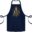 A Steampunk Woman With a Crossbow Cotton Apron 100% Organic Navy Blue