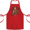 A Steampunk Woman With a Crossbow Cotton Apron 100% Organic Red