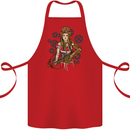A Steampunk Woman With a Crossbow Cotton Apron 100% Organic Red