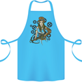 A Steampunk Woman With a Crossbow Cotton Apron 100% Organic Turquoise
