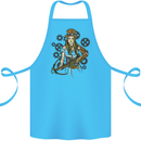 A Steampunk Woman With a Crossbow Cotton Apron 100% Organic Turquoise