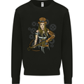 A Steampunk Woman With a Crossbow Kids Sweatshirt Jumper Black