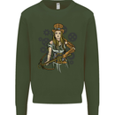 A Steampunk Woman With a Crossbow Kids Sweatshirt Jumper Forest Green