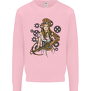 A Steampunk Woman With a Crossbow Kids Sweatshirt Jumper Light Pink
