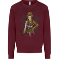 A Steampunk Woman With a Crossbow Kids Sweatshirt Jumper Maroon