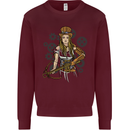A Steampunk Woman With a Crossbow Kids Sweatshirt Jumper Maroon