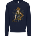 A Steampunk Woman With a Crossbow Kids Sweatshirt Jumper Navy Blue