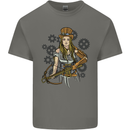 A Steampunk Woman With a Crossbow Kids T-Shirt Childrens Charcoal