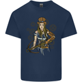A Steampunk Woman With a Crossbow Kids T-Shirt Childrens Navy Blue