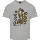 A Steampunk Woman With a Crossbow Kids T-Shirt Childrens Sports Grey
