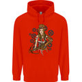 A Steampunk Woman With a Crossbow Mens 80% Cotton Hoodie Bright Red