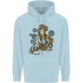 A Steampunk Woman With a Crossbow Mens 80% Cotton Hoodie Light Blue