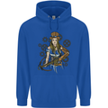 A Steampunk Woman With a Crossbow Mens 80% Cotton Hoodie Royal Blue