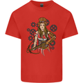 A Steampunk Woman With a Crossbow Mens Cotton T-Shirt Tee Top Red