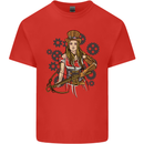 A Steampunk Woman With a Crossbow Mens Cotton T-Shirt Tee Top Red