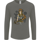 A Steampunk Woman With a Crossbow Mens Long Sleeve T-Shirt Charcoal