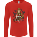 A Steampunk Woman With a Crossbow Mens Long Sleeve T-Shirt Red