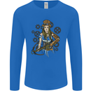 A Steampunk Woman With a Crossbow Mens Long Sleeve T-Shirt Royal Blue