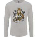 A Steampunk Woman With a Crossbow Mens Long Sleeve T-Shirt Sports Grey