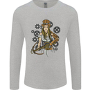 A Steampunk Woman With a Crossbow Mens Long Sleeve T-Shirt Sports Grey