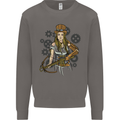 A Steampunk Woman With a Crossbow Mens Sweatshirt Jumper Charcoal