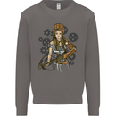 A Steampunk Woman With a Crossbow Mens Sweatshirt Jumper Charcoal