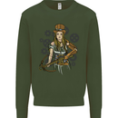 A Steampunk Woman With a Crossbow Mens Sweatshirt Jumper Forest Green