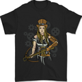 A Steampunk Woman With a Crossbow Mens T-Shirt 100% Cotton Black