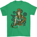 A Steampunk Woman With a Crossbow Mens T-Shirt 100% Cotton Irish Green