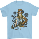 A Steampunk Woman With a Crossbow Mens T-Shirt 100% Cotton Light Blue