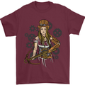 A Steampunk Woman With a Crossbow Mens T-Shirt 100% Cotton Maroon