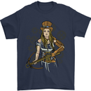 A Steampunk Woman With a Crossbow Mens T-Shirt 100% Cotton Navy Blue