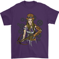 A Steampunk Woman With a Crossbow Mens T-Shirt 100% Cotton Purple