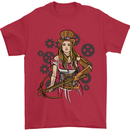 A Steampunk Woman With a Crossbow Mens T-Shirt 100% Cotton Red