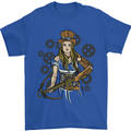 A Steampunk Woman With a Crossbow Mens T-Shirt 100% Cotton Royal Blue