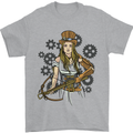 A Steampunk Woman With a Crossbow Mens T-Shirt 100% Cotton Sports Grey