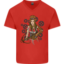 A Steampunk Woman With a Crossbow Mens V-Neck Cotton T-Shirt Red